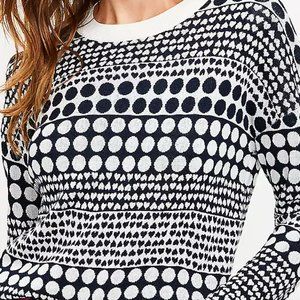 LOFT Black and White Heart Sweater